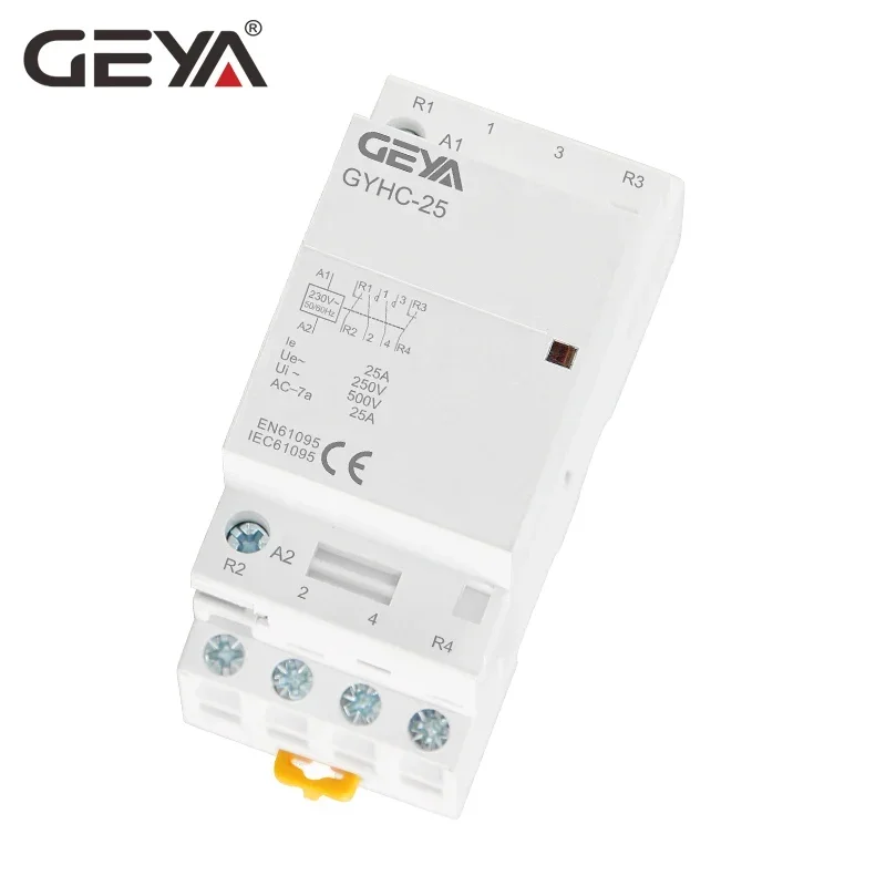 Contactor Modular GEYA GYHC 4P 25A 220V/230V 50/60HZ para el hogar, Contactor Modular 4NO o 2NO2NC o 3NO1NC o 4NC