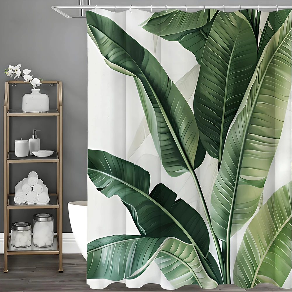 Tropical Banana Leaf Shower Curtain Bathroom Decorative Shower Curtain Waterproof Curtain with Hooks shower curtains