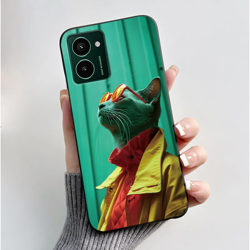 Aesthetic Cute Cat Astronaut Black Matte Soft TPU Shockproof Phone Case