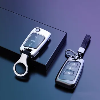 Portachiavi per auto in lega di zinco custodia protettiva per VW Volkswagen Polo Tiguan Passat Golf Jetta Lavida Skoda Octavia 4 Portachiavi per auto in lega di zinco custodia protettiva per VW Volkswagen Polo Tiguan Passat Golf Jetta Lavida Skoda Octavia - Portachiavi per auto in lega di zinco custodia protettiva per copertura completa per VW Volkswagen