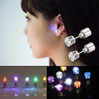 1PC LED Earrings Glowing Light Up Diamond Crown Ear Drop Pendant Stud Stainless Multi-color for Party Christmas Halloween Gift 2