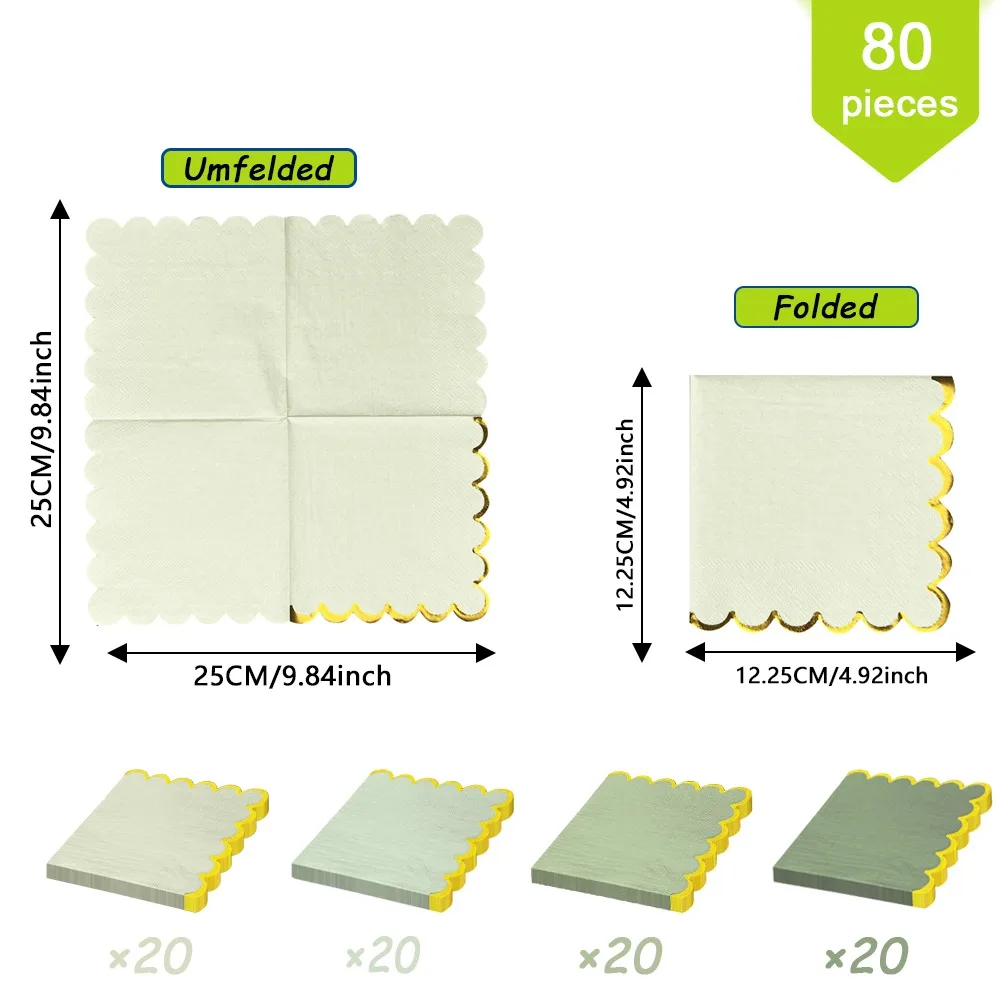 Soft Green Napkin Papers Table Fragrance Free Mouth Cloth Tissue Servilletas Decoupage Vintage Surtidas paper napkins 20/80pcs