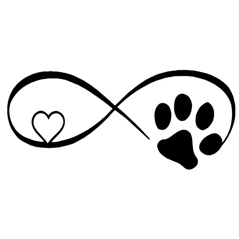 

Dog Cat Paw Love Car Window Decorative Stickers Creative Fashion Cartoon Decals Black/Sliver17.8*7.7CM
