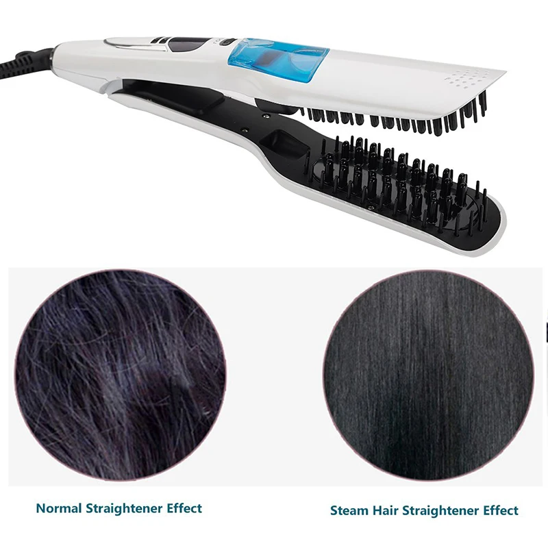 Professional Hair Straightener Brush Heating Hot Hair Combs Dual Voltage Titanium Curling Iron Steam Flat Iron 3