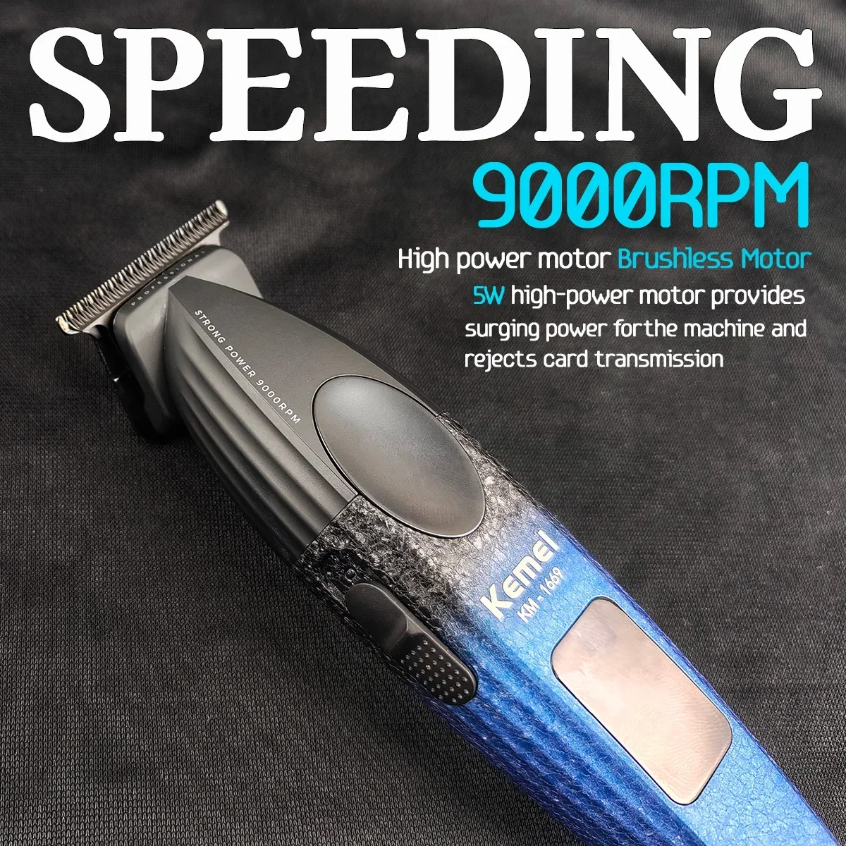 1669 New 9000 rpm Powerful Barber Shop Professional Men's Smart Hairdresser with Charging Base Hair Trimmer 4