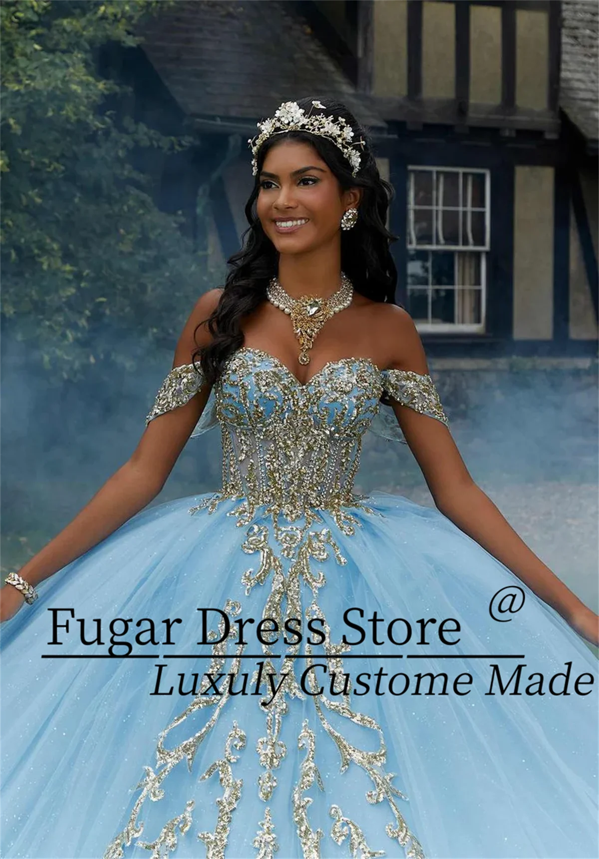 Shining Rhinestones Crystal Beads Quinceanera Dress Detachable Shoulder Sleeves Birthday Party Sweet 16 Vestido De 15 Anos