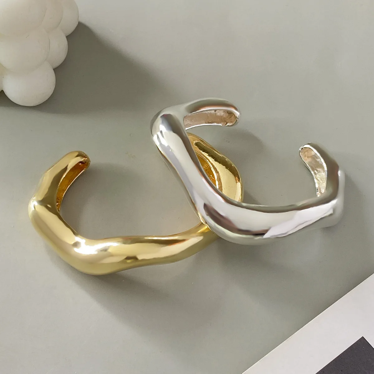 Exaggerated thick heavy metal women's cuff bracelet punk gothic irregular wide arm bracelet jewelry punk men's bangle bracelet