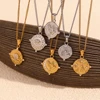 E.B.belle Side Chain Circular Tarot Card Bird Necklace 316L Stainless Steel Decoration 18K Gold Plated Jewelry