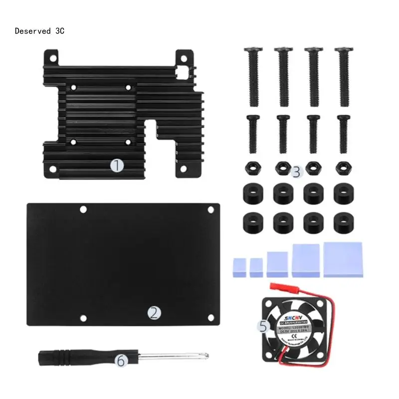 

R9CB Aluminum Alloy Cooling Fan for Raspberry Pi4 4B Cover Enclosure Metal