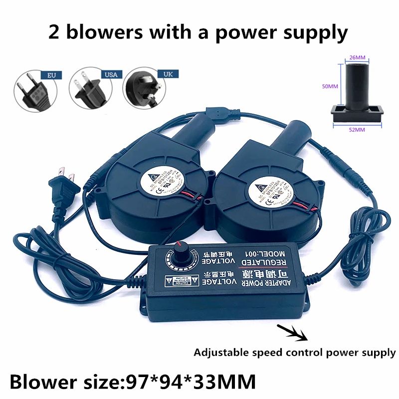 Universal Turbo Blower With Velocidade Regulation Fonte de Alimentação Grande Volume de ar Aquecimento de Churrasco 9cm 97×33 mm 100240v 12v 2.94a