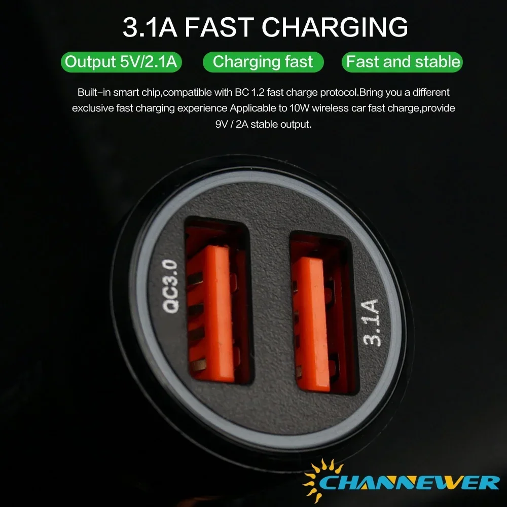High-Speed Dual USB Vehicle Charger with Smart IC 3.1A Technology