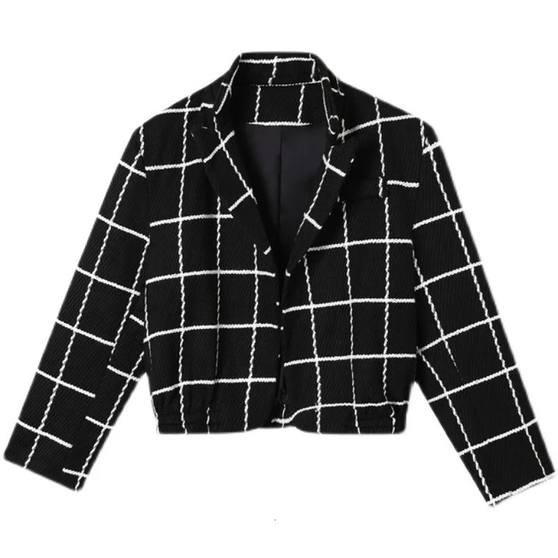 IEFB Men's Korean Style Fashion Chic Plaid Tweed Jacket Male New Loose Lapel Long Sleeve Vintage Short Coat Spring Winter 2022 mens flannel jacket