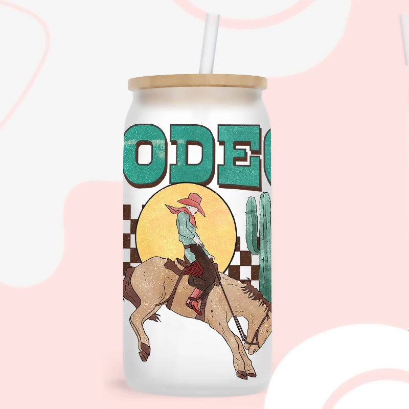 UV DTF Cowboy Cowgirl Western Style Prints Sticker For 16oz Libbey Glasses Wraps Bottles Cup Can DIY Waterproof D3141 Dtf Transfer Sticker