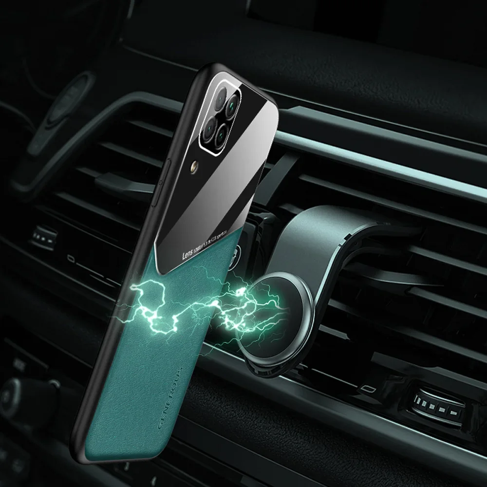Shockproof Magnetic Leather Car Holder Case with TPU Bumper