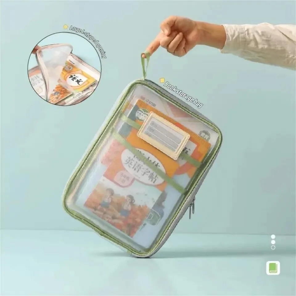 Transparent Stationery Storage Folder Hot Thicken Mesh Zipper File Packing A4 Size School Office Supplies Travel Storage Bags