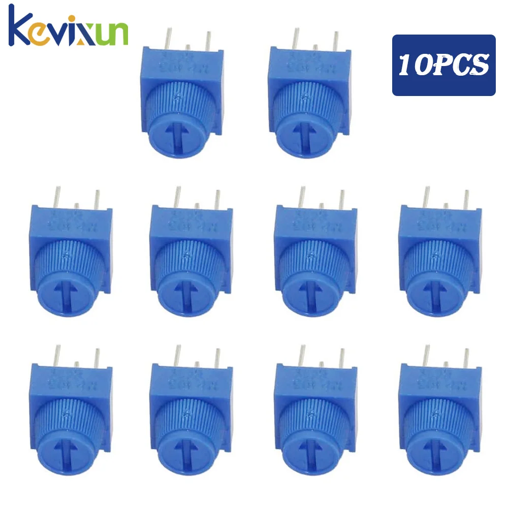 

10pcs 3386P-1-103 Trimpot Potentiometer 10KΩ 10K Ohm Single Turn Breadboard Trim Potentiometer Resistor with Knob for Arduino