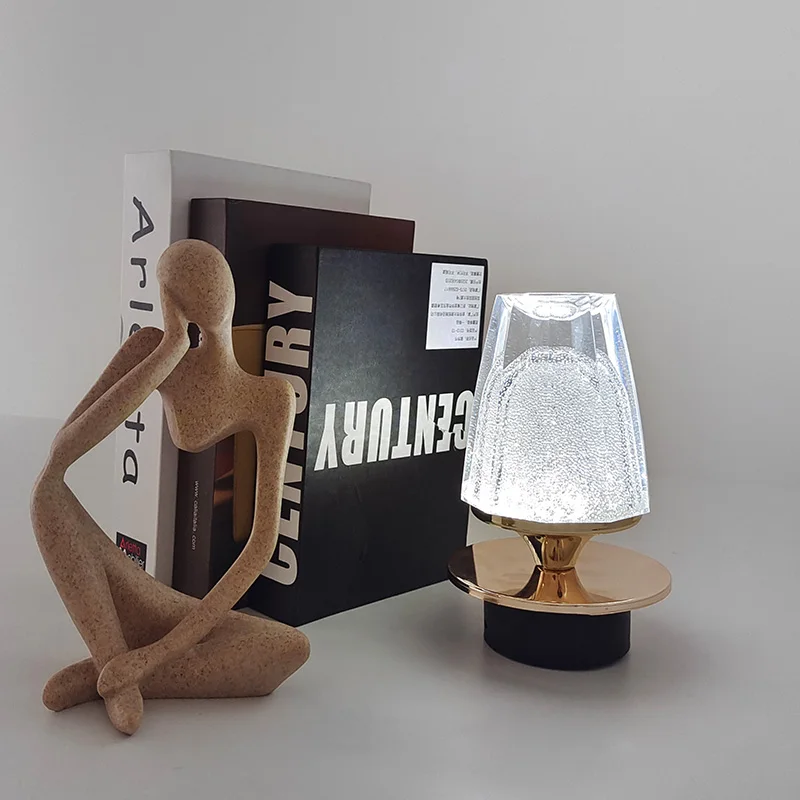 

New simple Nordic Crystal LED rechargeable Touch Control Night Light Creative Atmosphere Bedside Bar Hotel Bedroom Table Light