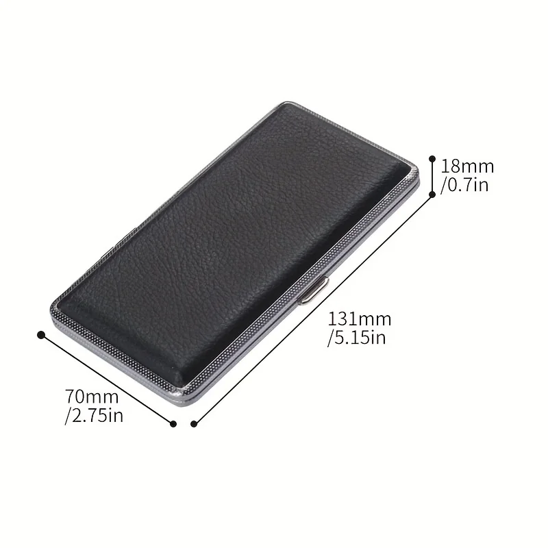 Deluxe PU Leather Metal Cigarette Case - Holds 14 Extra Long Cigarettes