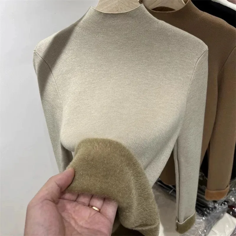 Autumn and Winter New Fashion Women's Long-sleeved Sweater Semi-turtleneck Slim-fit Casual Bottoming Shirt Knitwear Top