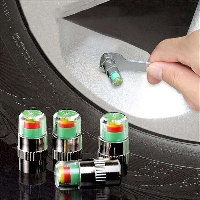 Enhanced Tire Pressure Monitoring Valve Caps - Set of 4