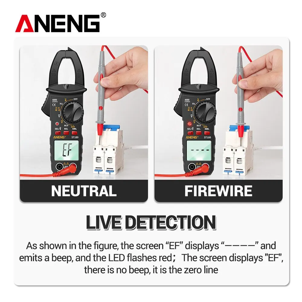 ANENG ST180 Smart Clamp Multimeter 600V Meter AC/DC Voltage Tester Ammeter Pliers Test Voltmeter Capacitance Ohm Current Tools digital multimeter