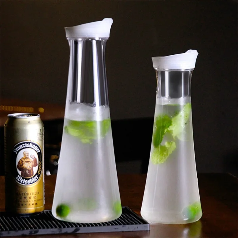 1.1/1.6L Transparent Water Bottle Fruit Juice Milk Pot Bar Party Wine Beer Bottle Beverage Cold Water Jug Ice Tea With Lid Jug