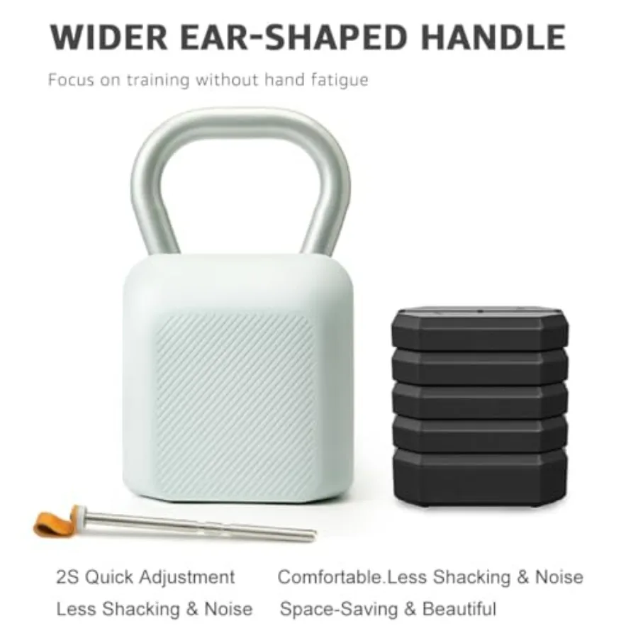 Adjustable Kettlebell Set，6-in-1 Quick Weight Change 8.5-40lb, Kettle Grip，Space-Saving Design for Home Gym Combo, Suitable for