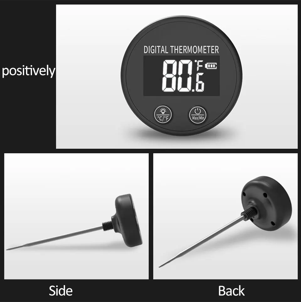 Description Picture 4 of item-20-300°C Food Thermometer Milk Tea Coffee Thermometer Stainless Steel Sensor Waterproof Temperature Tester Kitchen Accessories