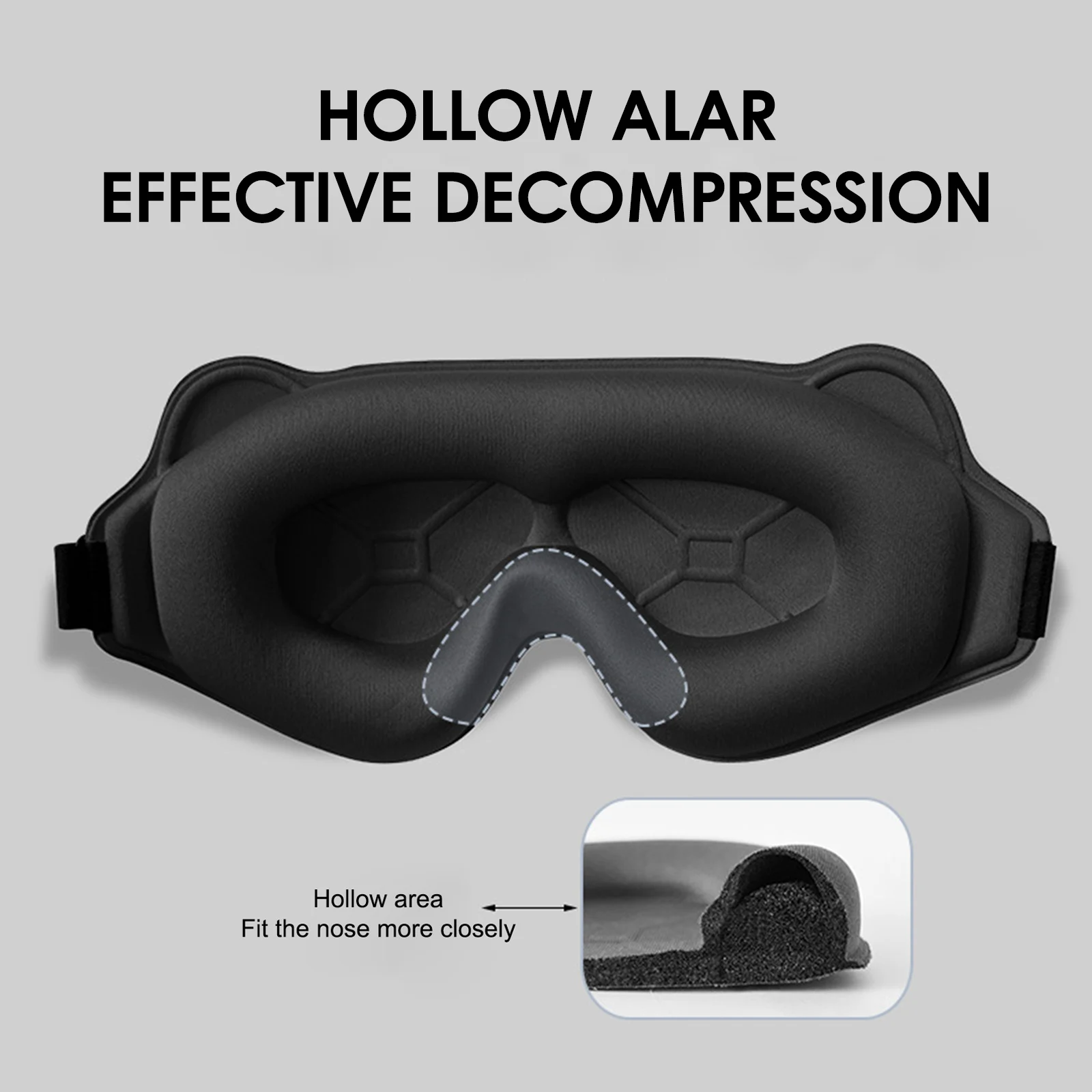 3D Contoured Memory Foam Sleep Mask - Ultra-Comfort & Light Blocking for Relaxation and Travel