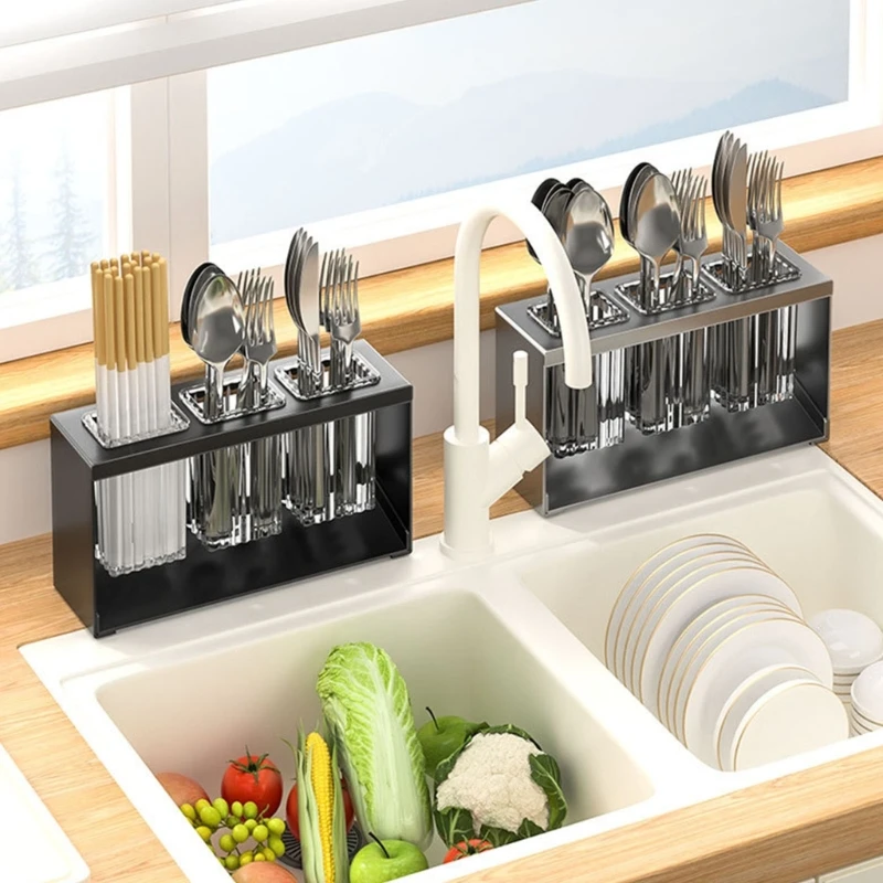 Cutlery Storage Container Kitchen Tool Rack With Separate Compartments