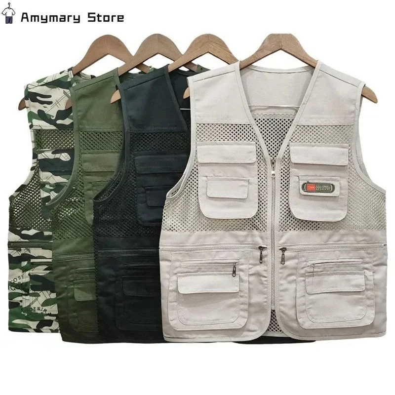 Veste légère homme été pêche multi-poches respirante pour voyage camping et travail