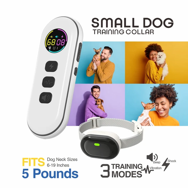 Small Dog Training Collar Remote Control 400M, Electric Dog Shock Collar Rechargeable Pet Trainer Bark Control for 5-50lbs Dogs 1