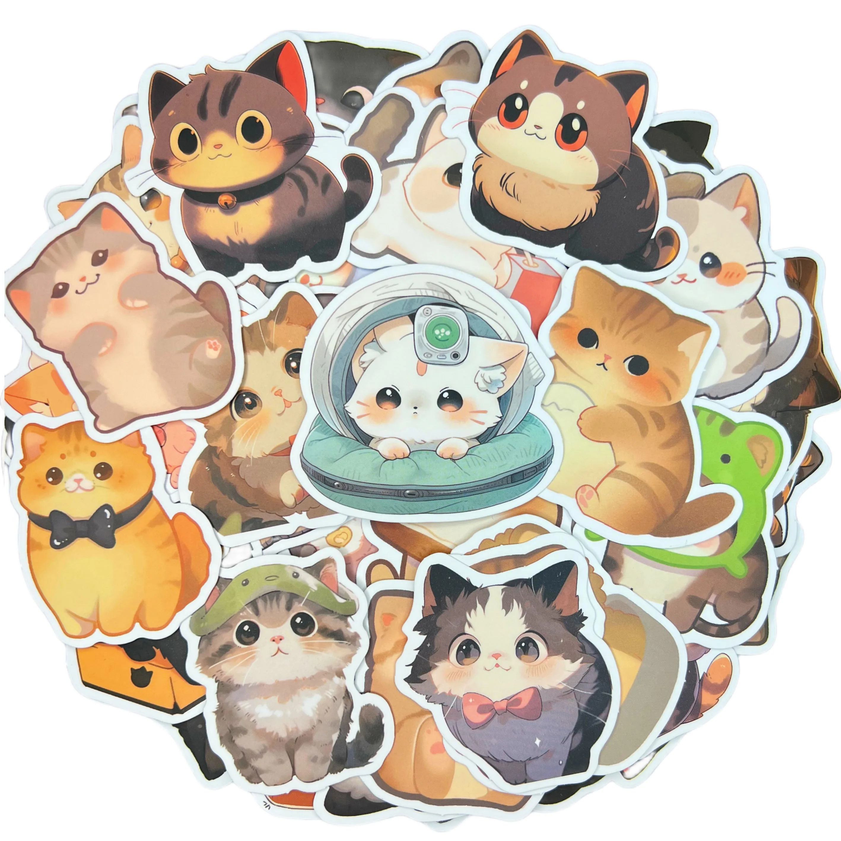 10/30/50Pcs Cartoon Cat Waterproof Graffiti Sticker Aesthetic Decorative Luggage Phone Laptop Guitar Scrapbook Kids Toy Stickers