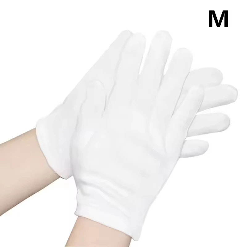 Cotton Gloves 1 Pairs Full Finger Men Women Etiquette White Gloves Waiters/Drivers/Jewelry/Workers Mittens Sweat Absorption