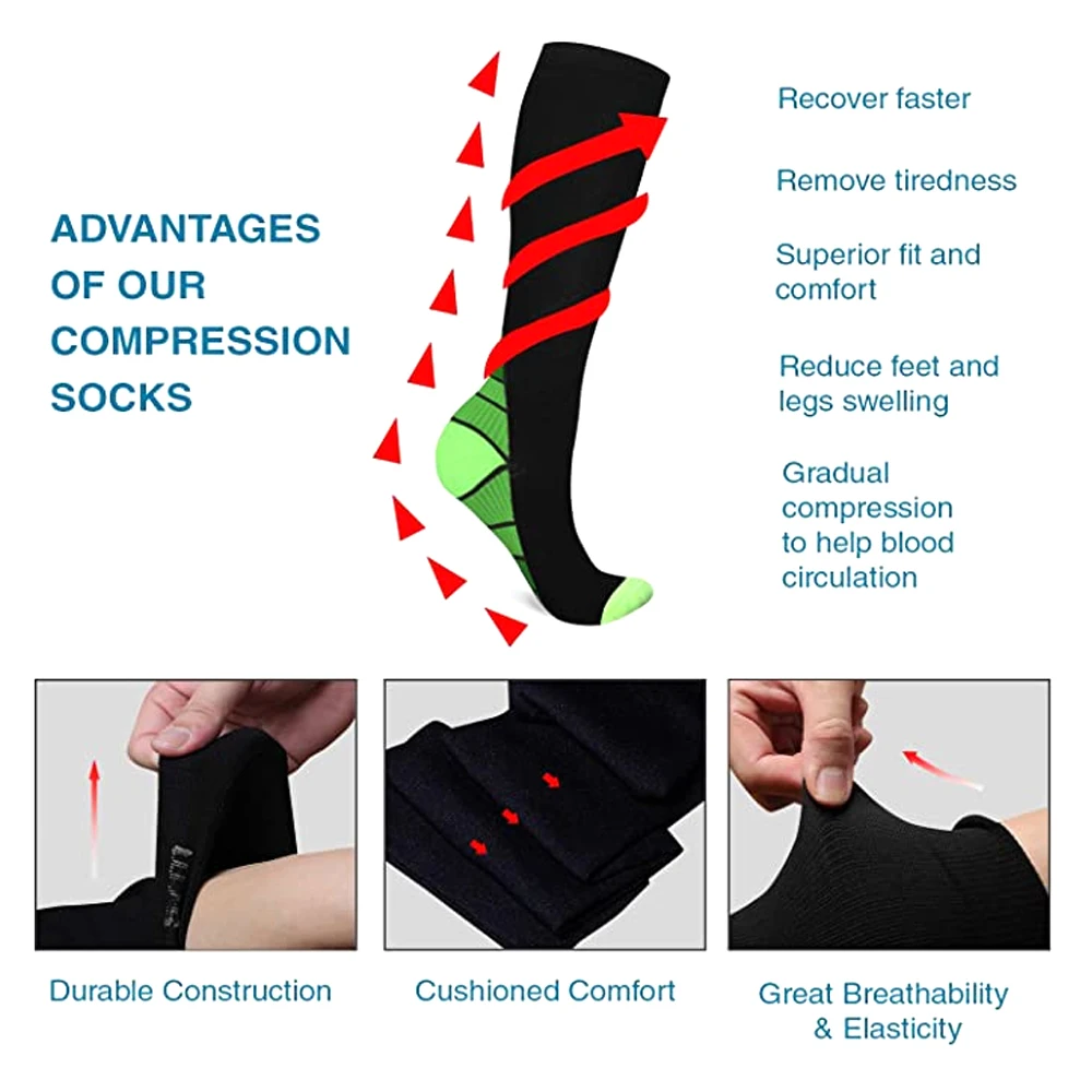 Compression Socks Sport Socks Medical Stockings Prevent Varicose Veins Pregnancy Nursing Athletic Soccer Stockings 1Pair