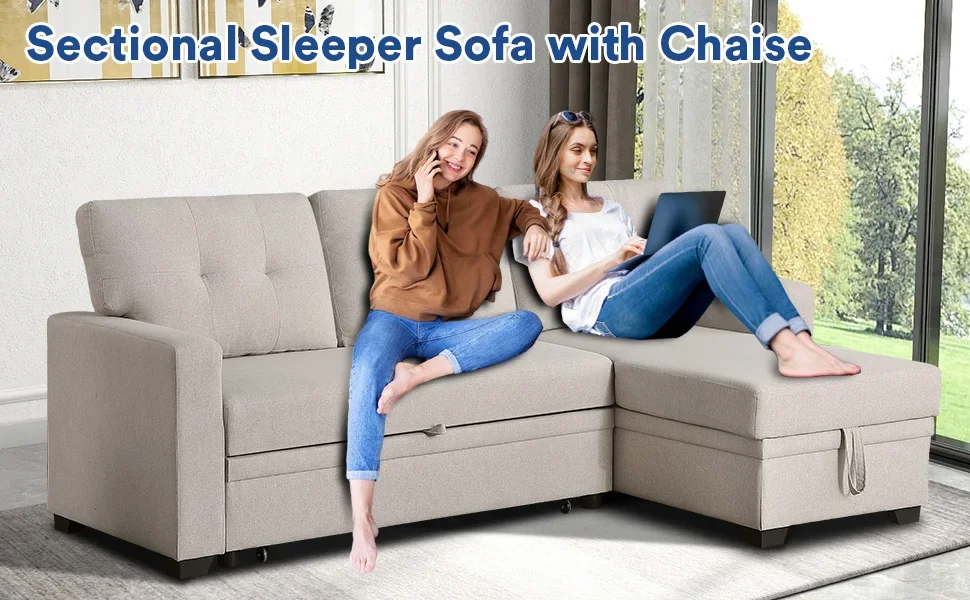 l shaped couch with pull out bed