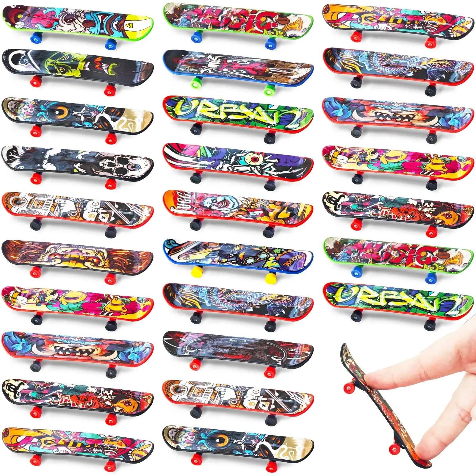 Speelgoedset met 10-60 skateboards en fingerboards, mini-skateboards en fingersurfboards voor kinderen, ideaal als cadeautje voor in de klas._voghion.com
