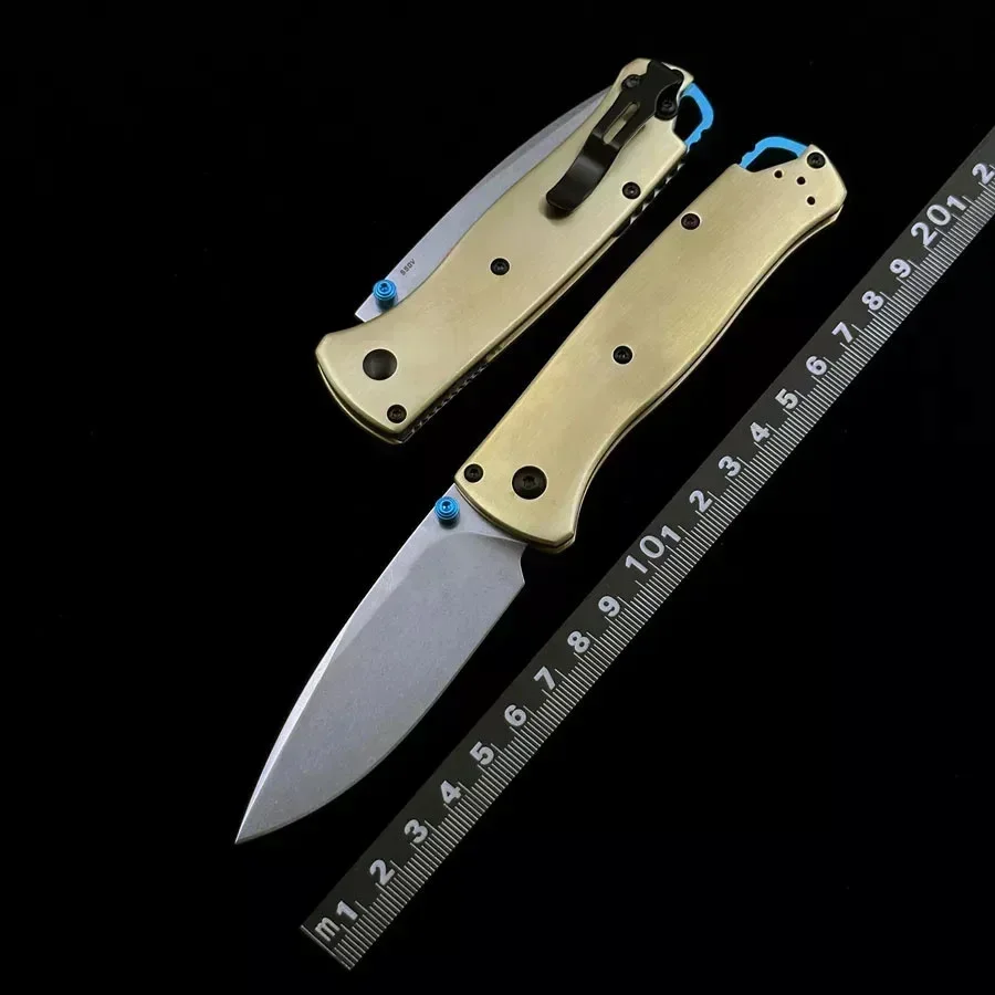 BM BUGOUT 535-3 Brass Handle Outdoor Folding Knife Mark S90V Blade EDC Hunting Camping Tactical Survival Manual Knives 2