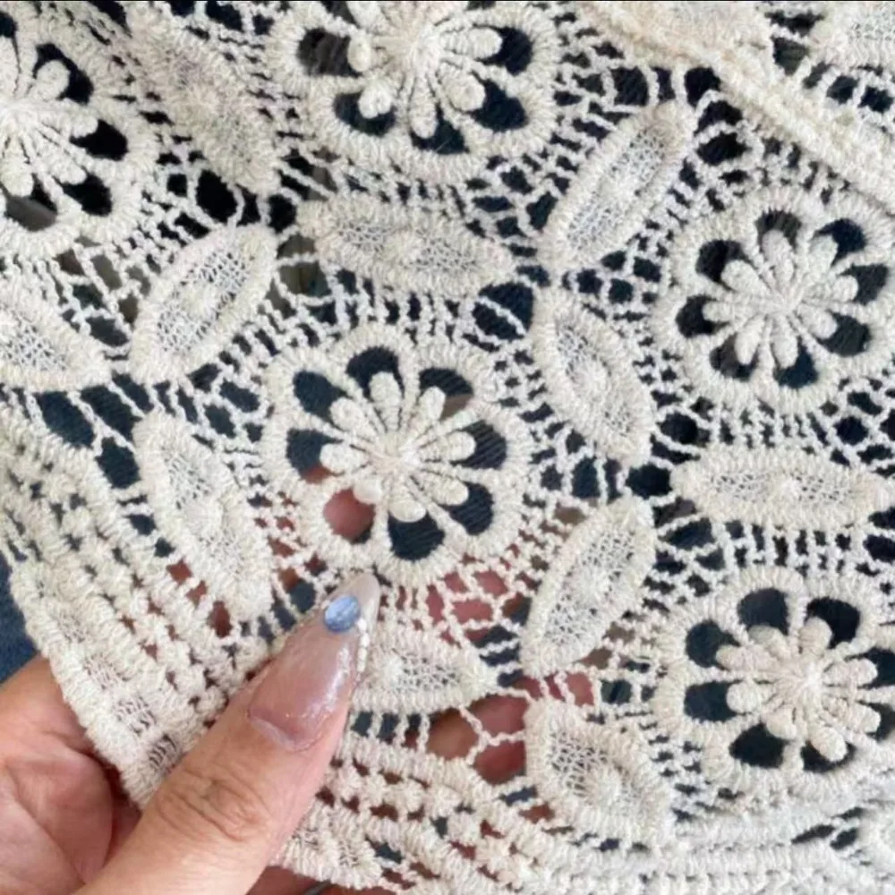Crochet lace wrap mini skirt detail