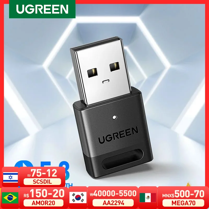 

UGREEN USB Bluetooth 5.3 Dongle Adapter for PC Speaker Wireless Mouse Keyboard Music Audio Receiver Transmitter Bluetooth