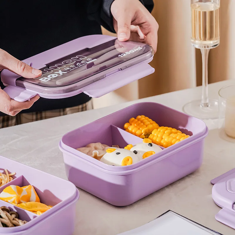 Portable Food Grade Plastic Lunch Box Microwavable Hermetic Bento