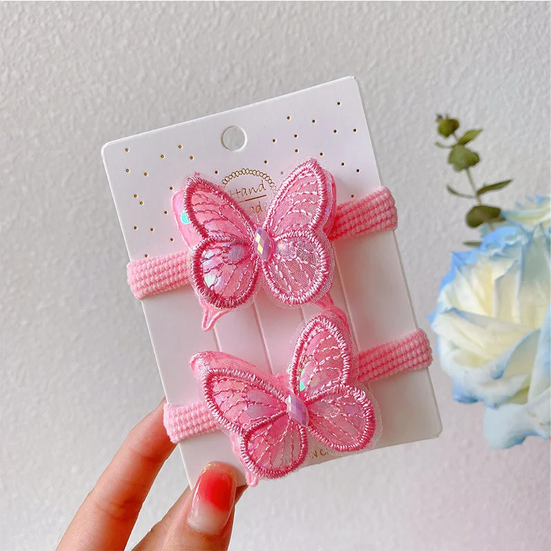 2PCS Neue Pailletten Stickerei Doppel Layered Schmetterling Mädchen Schöne Haarnadeln Kinder Headwear Hairgrip Haar Clips Haar Zubehör – Detail 8