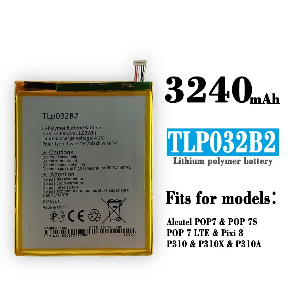 Batteria Tlp032B2 Per Alcatel One Touch Pop 7 Lte 7S P310X P310A Pixi 7 Pixi 8 9006W Ot-9015W Ot-P330X Tlp032Bd Ultime Batterie