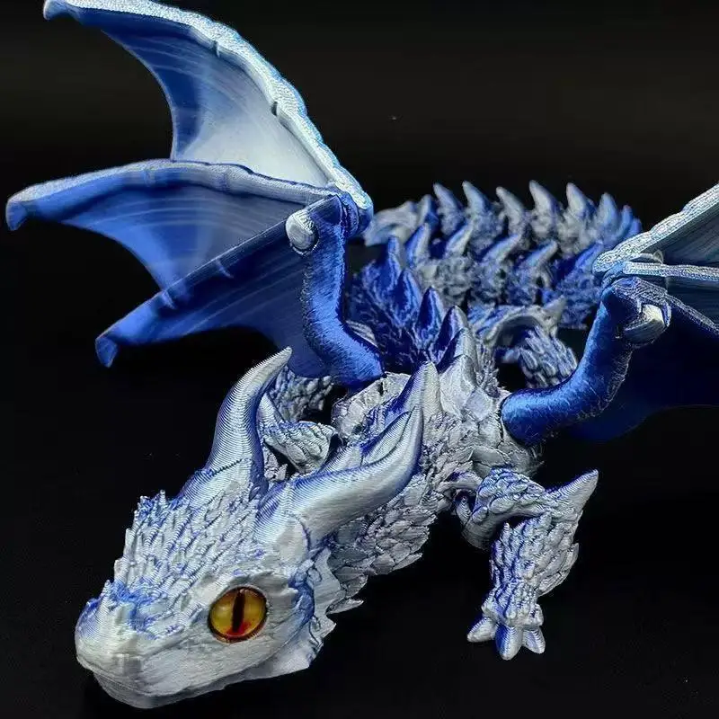 Articulated 3D Printed Wyvern Dragon with Wings - Dynamic Desktop Ornament and Unique Gift