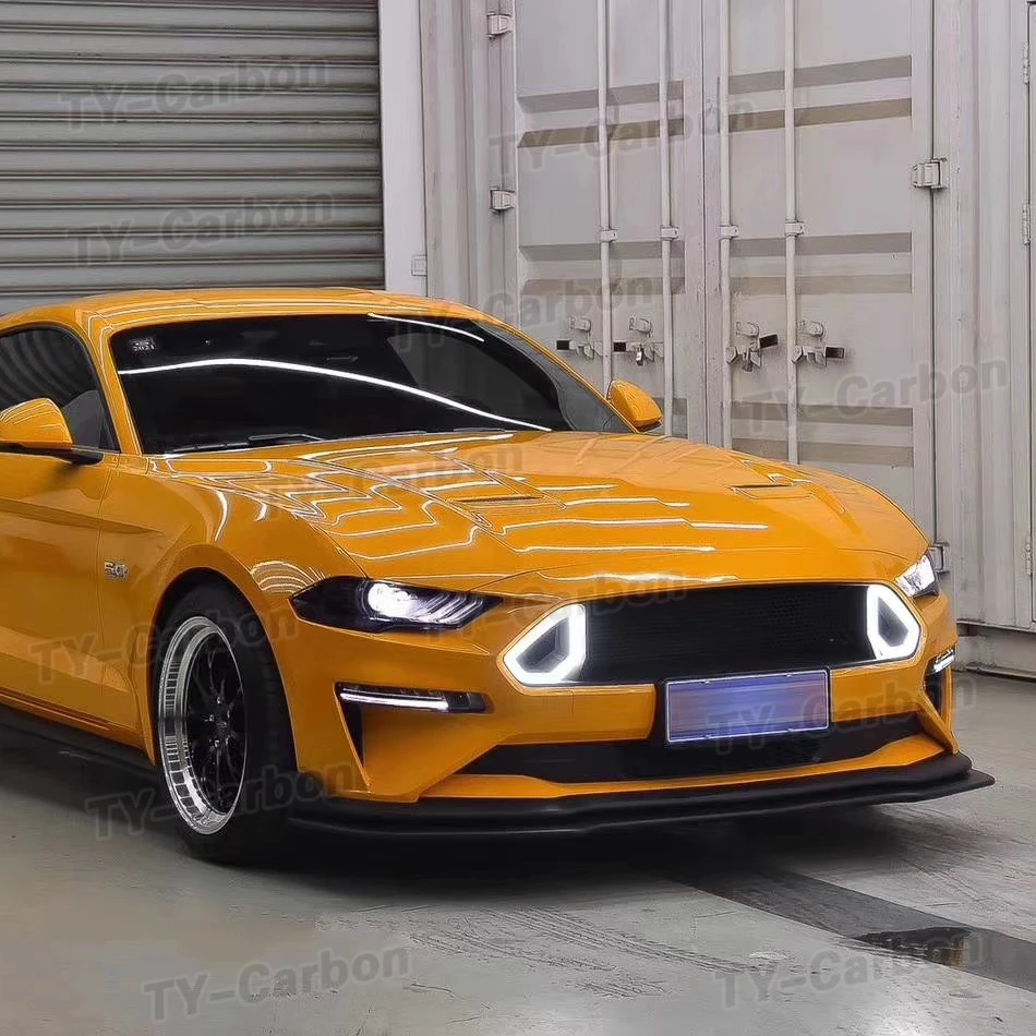 Car Grill Front Grille Plastic Replacement Bumper Hood Mesh With LED Light Auto Kit For Ford Mustang 2018-2022 RTR Style
