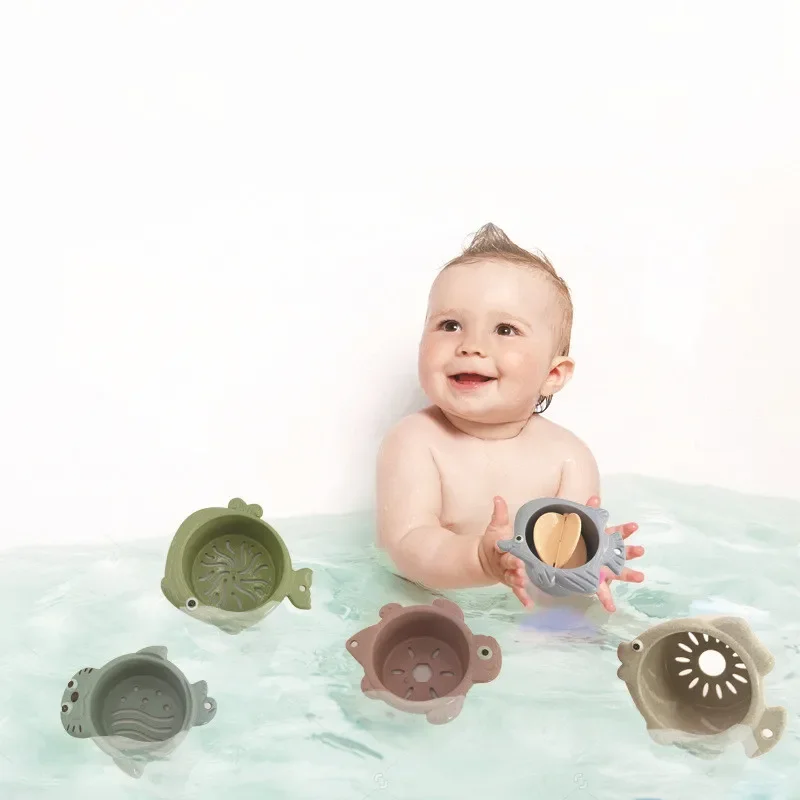 Baby Stacking Cup Toys Early Educational Toy Nesting Cup Toy Bath for 6 Month+ Boys&Girls