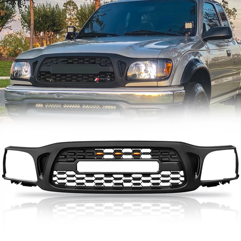 

2001 2002 2003 2004 pickup accessories ABS car bumper mesh TRD grille with lights for Toyota Tacoma