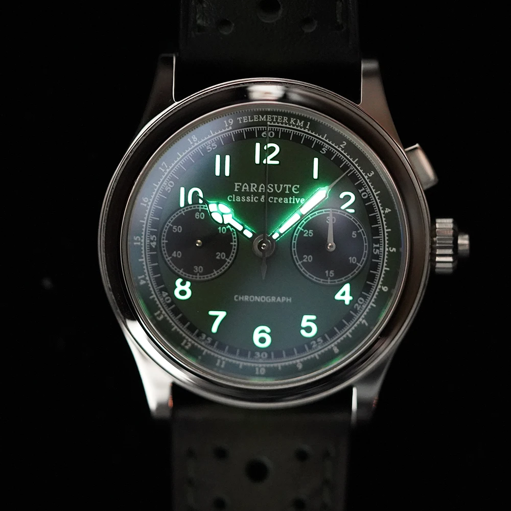 FARASUTE Chronograph Manual Men Watch Seagull ST19 Swanneck Mechanical UK Stock