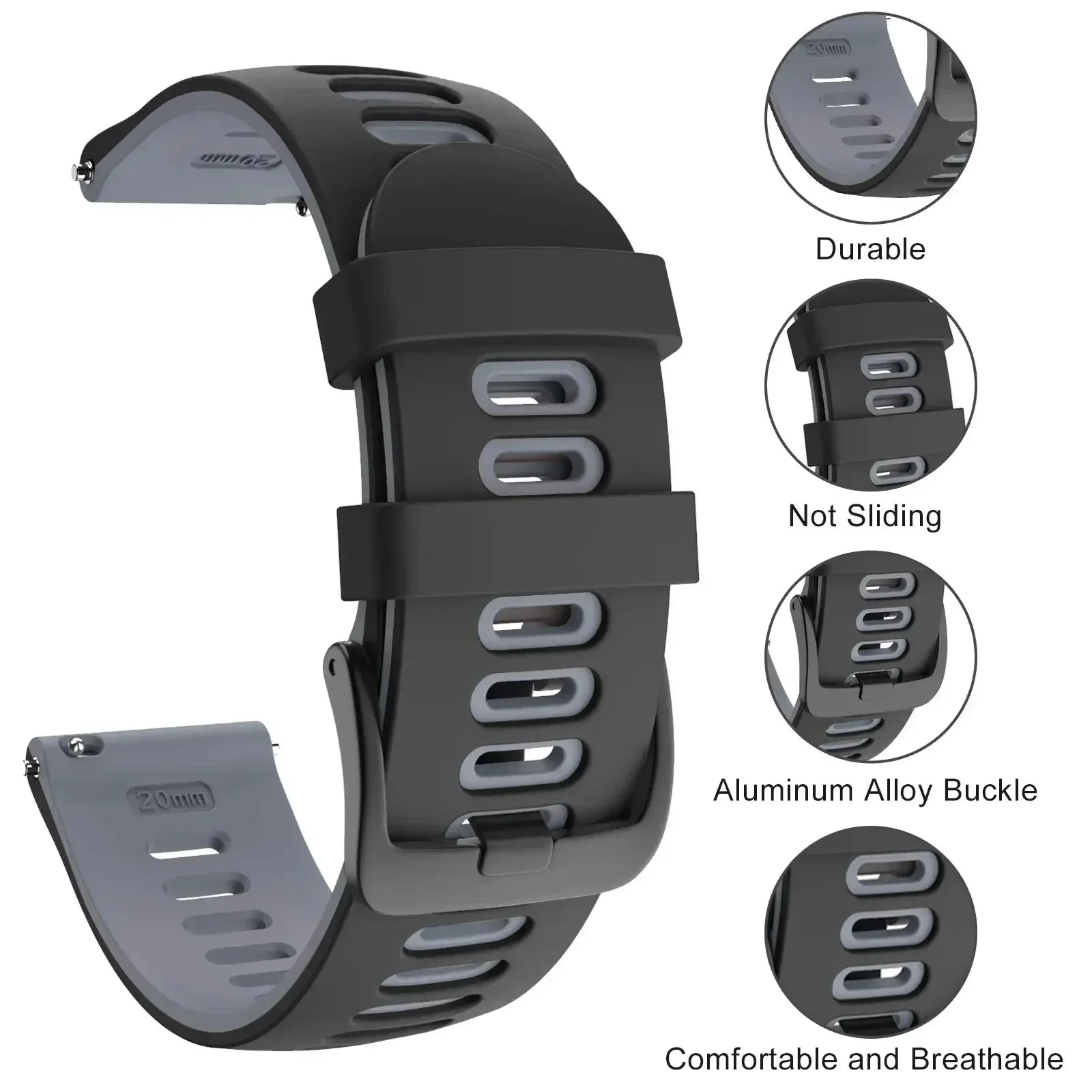 Dual-Color Silicone Wristband - 20mm/22mm Strap