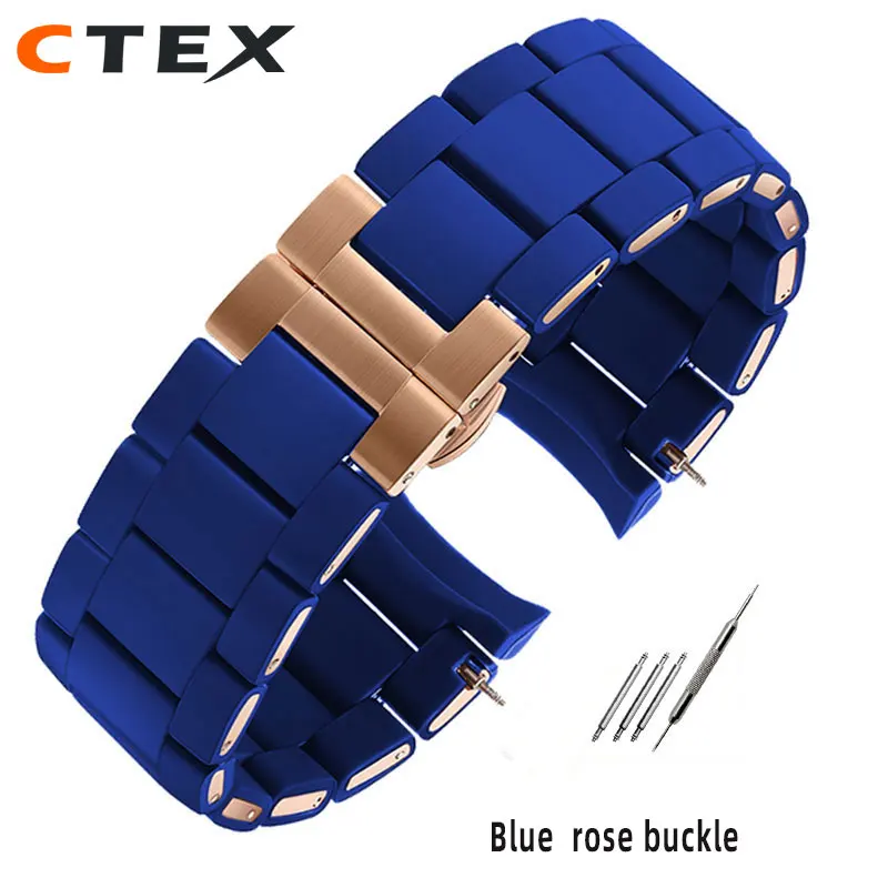 Silicone +Stainless steel strap for Armani AR5906 AR5905 AR5890